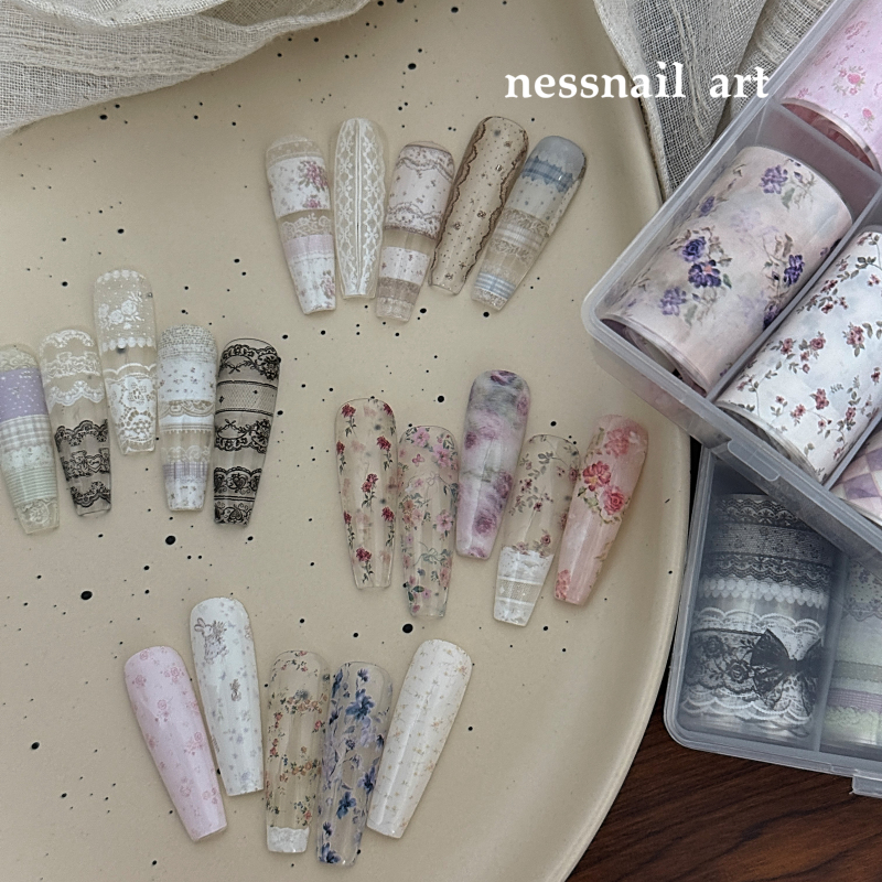 Nessnail Korean Style Pure Desire Small Floral Lace Transfer Floral Lace Hollow Pattern Transfer Paper Nail Art