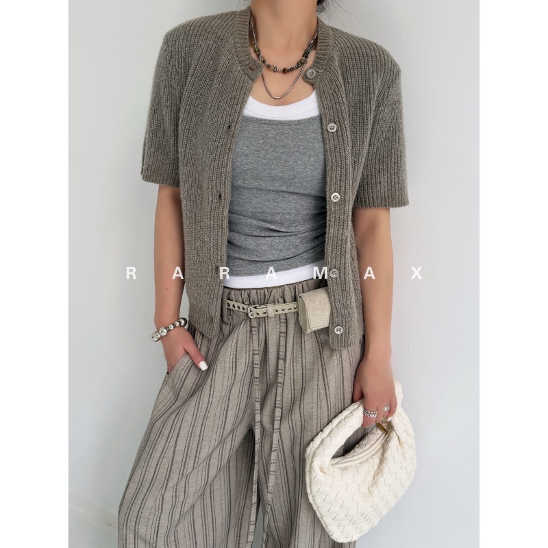 Raramax 2026 Spring/Summer 24/2 Australian Wool and Mohair Blend~Retro Style~Short-Sleeved Cardigan Jacket
