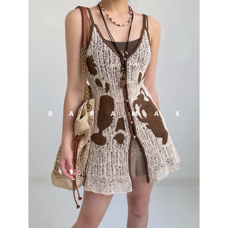 Raramax Is Absolutely Stunning for Vacation ~ Cool and Airy Linen Fabric ~ Crochet Hollow-Out Camisole/Vest, One Garment Can Be Worn in Multiple Ways Raramax Is Absolutely Stunning for Vacation ~ Cool and Airy Linen Fabric ~ Crochet Hollow-Out Camisole/Vest, One Garment Can Be Worn in Multiple Ways