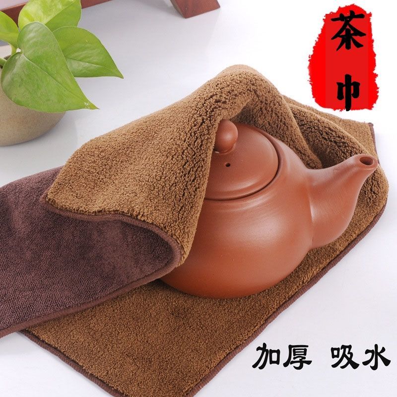 Tea towel raising pot towel wiping pot cloth thickened water suction upscale pure cotton not dropping Mao tea table tea table rag tea set accessories-Taobao