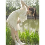 Милое дизайнерское белое кружевное платье для принцессы, мини-юбка, французский стиль, тренд сезона, в цветочек