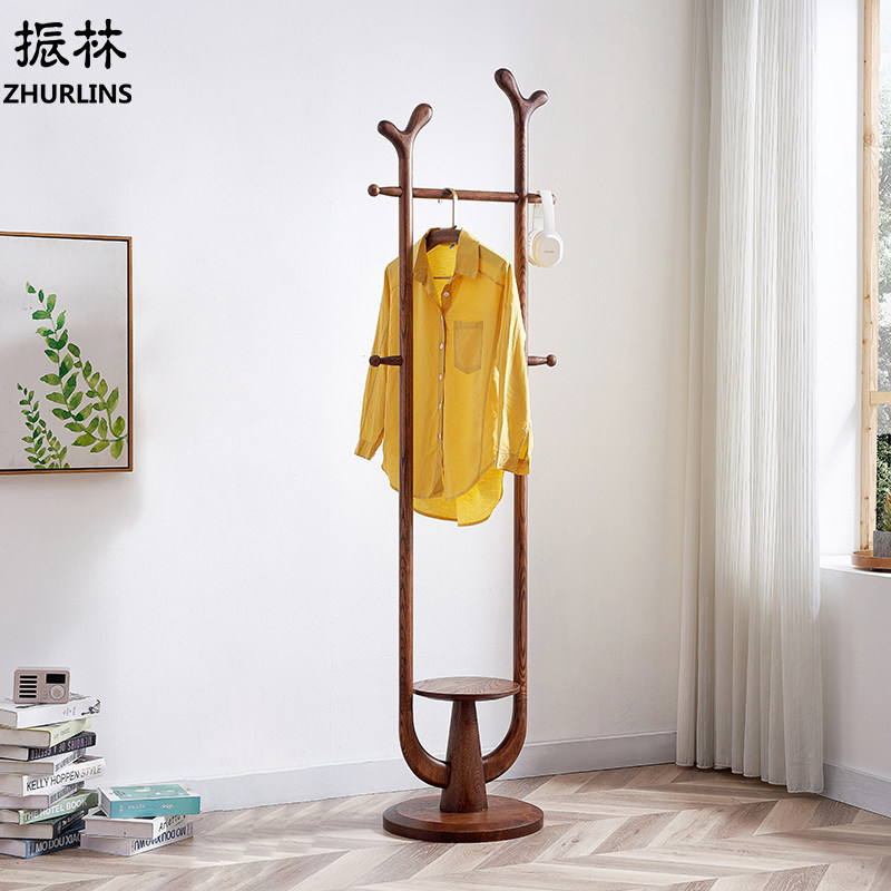 Zhenlin coat rack landing hanging hanger rack Bedroom household living room tree shaped simple Chinese all-wood clothing shelf