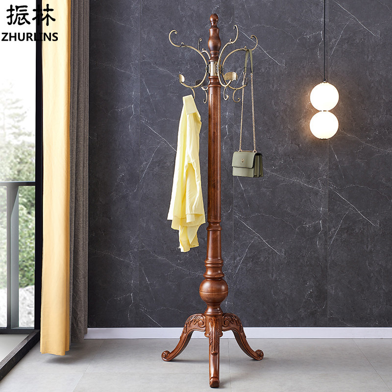 Eurostyle cloakerstand upright hanging clothes hanger floor bedroom full solid wood home room Single-pole American big clothes rack