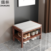 innet red Nordic entry door changing shoes stools solid wood can be sat in the shoes stool Hyun Off Home Brief modern doorway