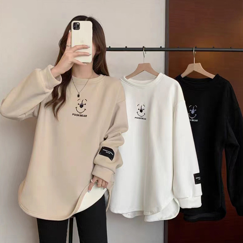 Guangdong sweatshirt pregnant woman autumn winter clothing 2023 new gush thickened pure cotton T-shirt with undershirt with long sleeve blouses-Taobao