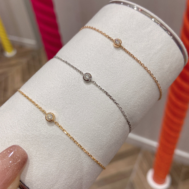 Bubble Bracelet for Women, Internet Celebrity Style, Artificial Diamond, Light Luxury, Niche, Exquisite, Flying Saucer, Single Diamond, Small Bubble Jewelry