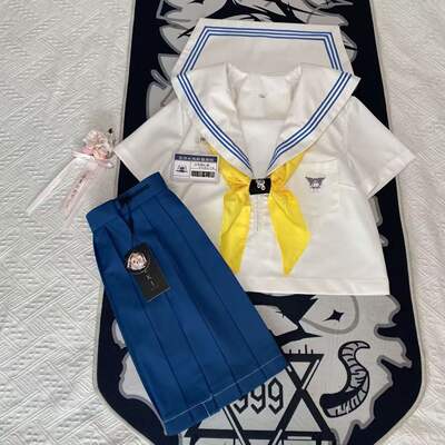 【 Tuski 】 Original sailor suit Girls' jk uniform set, Navy collar, school style, white and blue three basic styles