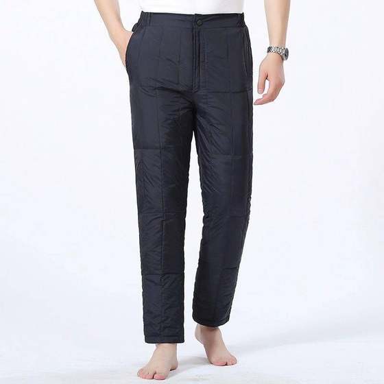 Antarctica middle-aged and elderly men and women's down pants, men's inner and outer wear, winter Northeastern high-waisted, thickened, warm, loose, large size pants