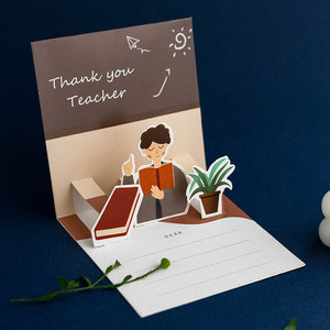 Japanese Style ins Teacher's Day New 3D Pop-Up Greeting Card with Flowers, Gift for Teachers, Gratitude Gift, Creative 3D Blessing Card