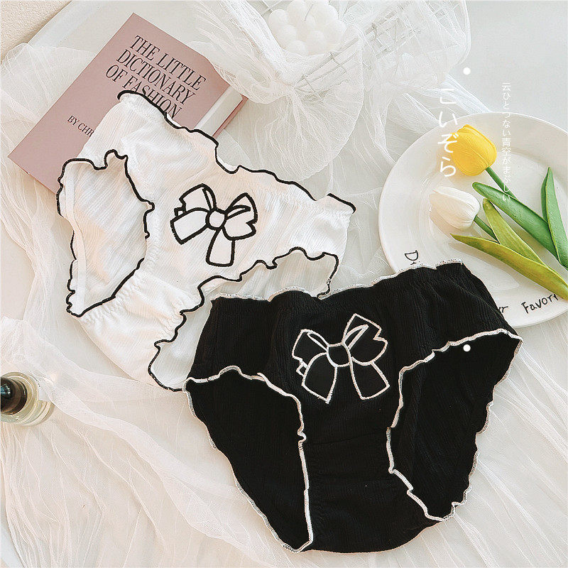 Day Department sweet and cute butterfly knot teenage girl gentle agaric side triangle pants comfortable and soft low waist cotton underpants