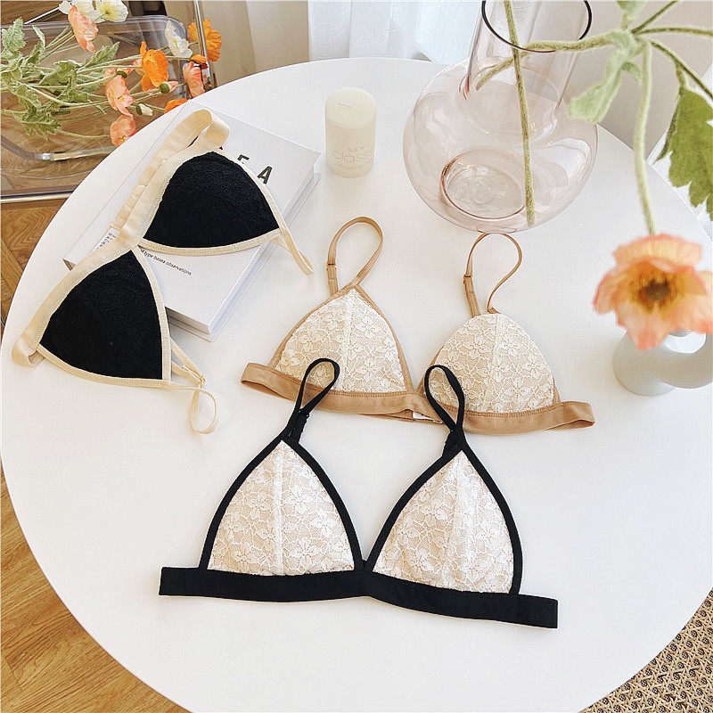 Temperament Nude Sensation Bra ~ Style Light Lavish Solid Lace Adolescent Girl Single Button No Steel Ring Comfort Bra Popmilk Small Underwear