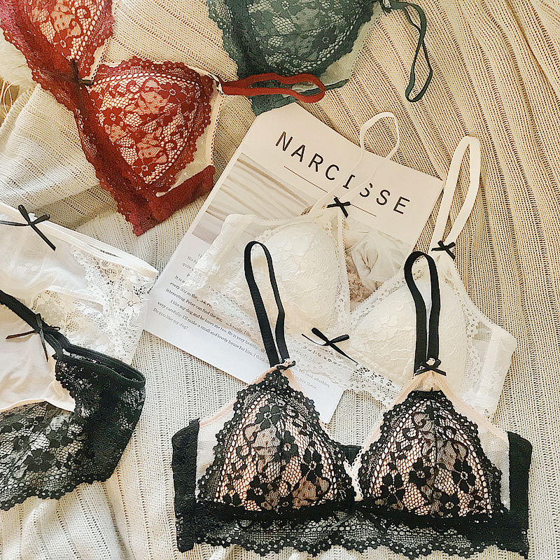 Fall Law Department Light Extravagant Color Lace sexy no steel ring Triangle cup slim underwear suit women lingerie fairy bra