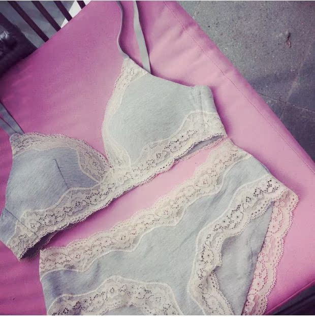 Sản phẩm mới Châu Âu và Mỹ thiên nhiên siêu thoải mái không có vòng thép cotton đồ lót mỏng dễ thương ren tập hợp áo ngực bikini sexy
