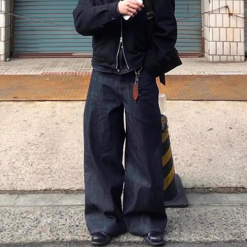 American Style No Faith Studios Baggy Raw Denim Jeans, Same Style as Playboi Carti's Scimitar Pants