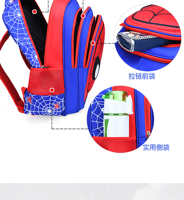 Trường mẫu giáo Spider-Man Phim hoạt hình dành cho học sinh Học sinh 1-2-3-4 Năm Hai bé trai Ba lô 5 - Túi bé / Ba lô / Hành lý balo kéo học sinh