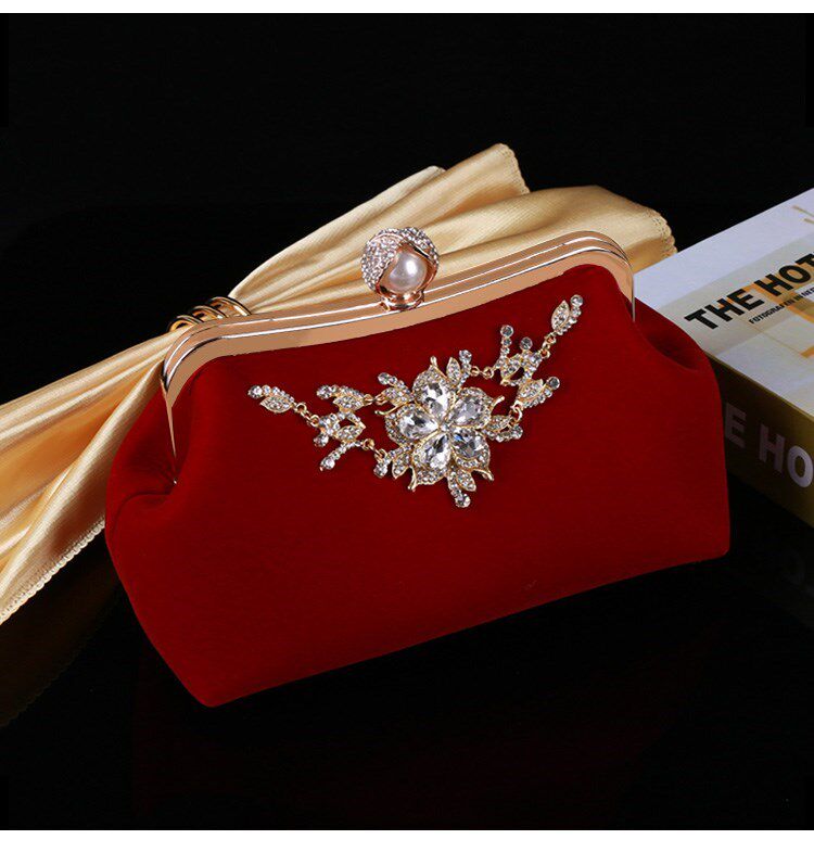 Клатч 2023新款结婚手包女婚礼新娘手拿包红色手提包配礼服包包旗袍小包 OTHER