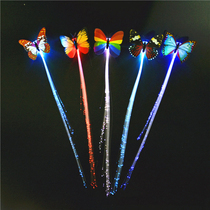  Colorful luminous toys Butterfly braids Square Night Market childrens performance Fiber optic luminous headdress doll cute hairpin