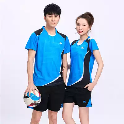 Unisex summer short-sleeved sportswear suit Sweat-absorbing breathable cool table tennis net volleyball suit top shorts