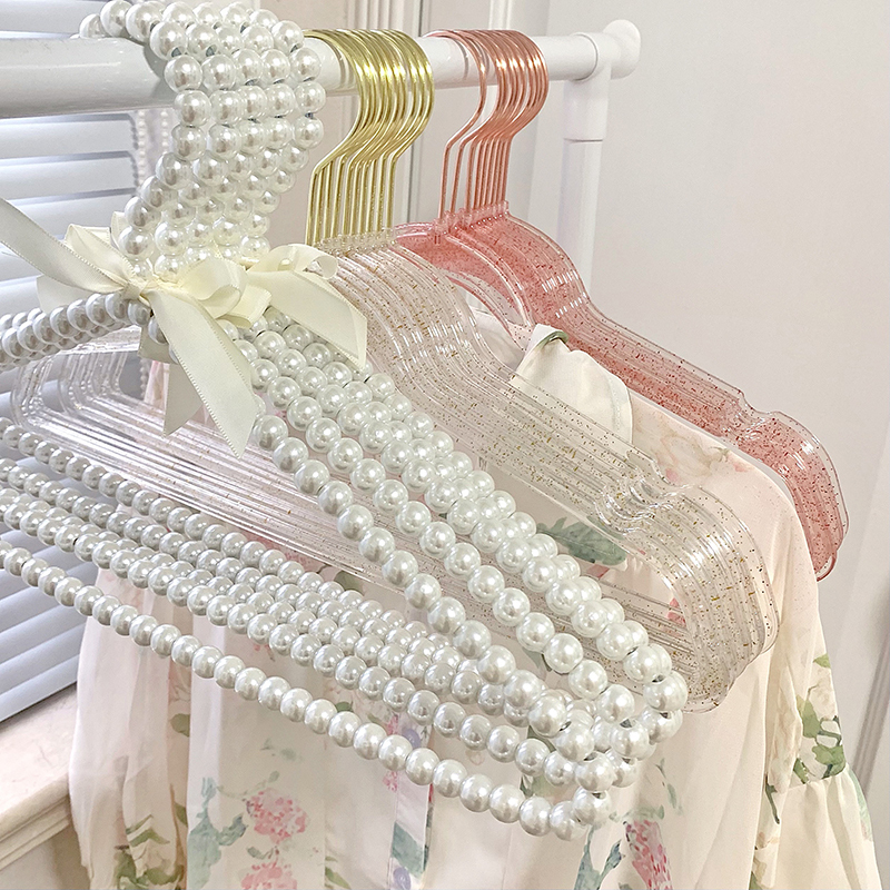 Clothing Store Acrylic Transparent Crystal Pearl Hangers Non-Slip Traceless Hangers for Men's and Women's Clothing, Special Wedding Dress and Pants Clips Clothing Store Acrylic Transparent Crystal Pearl Hangers Non-Slip Traceless Hangers for Men's and Women's Clothing, Special Wedding Dress and Pants Clips