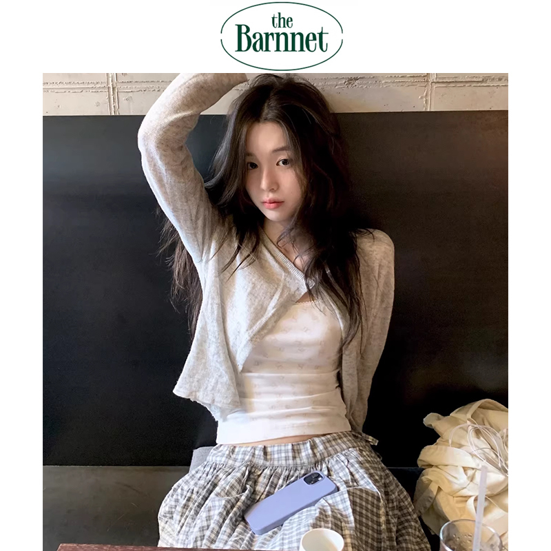 Official Authentic Korean the Barnnet Eight-Layer Pure Desire Short Knit Cardigan for Women, Korean Style Casual Thin Jacket