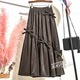 Winter black pleated leather skirt skirt women's autumn and winter skirt 2022 new mid-length umbrella skirt pu skirt long skirt