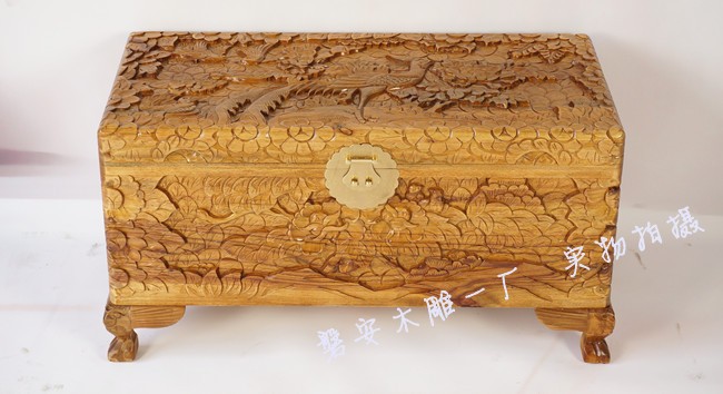 Tan Yuxuan Vintage long não hộp gỗ chạm khắc chim và chim Fenghuang hộp lưu trữ nhỏ quần áo hộp thư pháp và hộp tranh - Cái hộp hộp quà gỗ