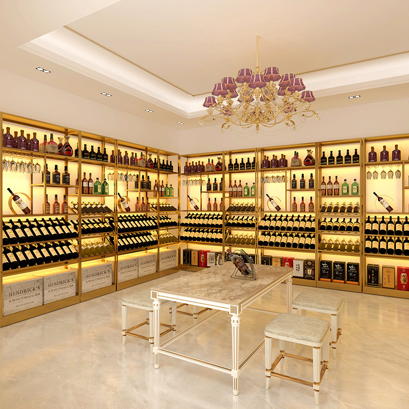 Red Wine Cabinet Display Cabinet Liquor Store By Wall Red Wine Shelf Shelves Shelves Shelves Shelves Commercial Wine Cabinet-Taobao