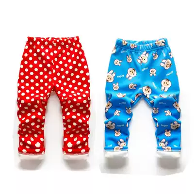 Children's clothing winter children's children's trousers plus velvet warm cotton thick boys and girls 2017 new inner pants tide