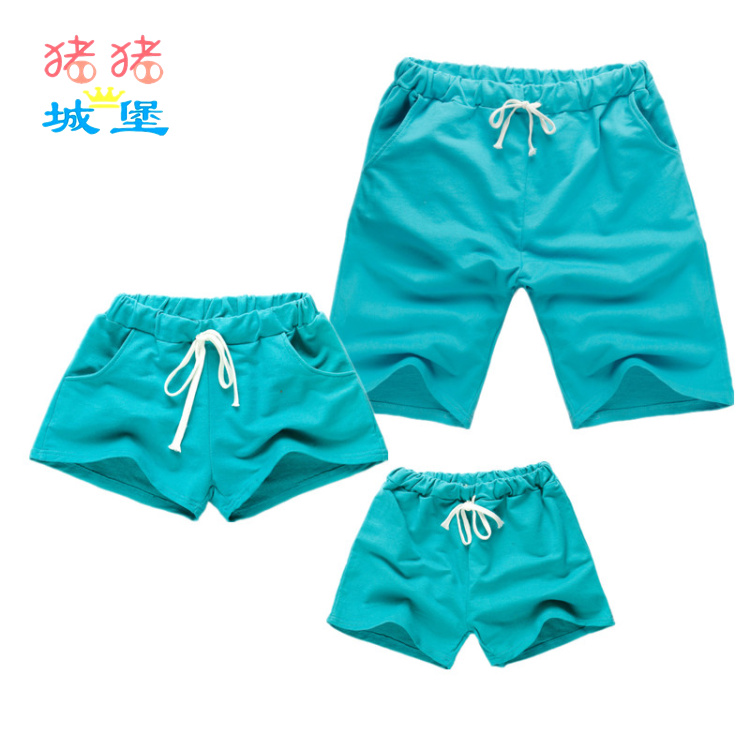 Trang phục dành cho phụ huynh-trẻ em 2016 mùa hè mới giản dị chất liệu cotton rắn màu mẹ và trẻ em nữ quần short trẻ em đi biển áo gia đình đi biển