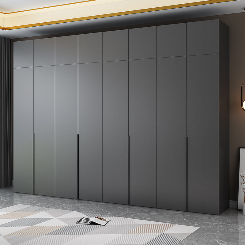 Minimalist light luxury wardrobe simple modern bedroom wooden combination three four six eight door wardrobe home environmental protection large wardrobe