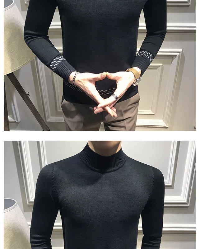 Áo len nửa cổ đông thu đông phiên bản Hàn Quốc của giới trẻ thanh mảnh màu sắc phù hợp với áo len giản dị xu hướng áo len hoang dã đẹp trai