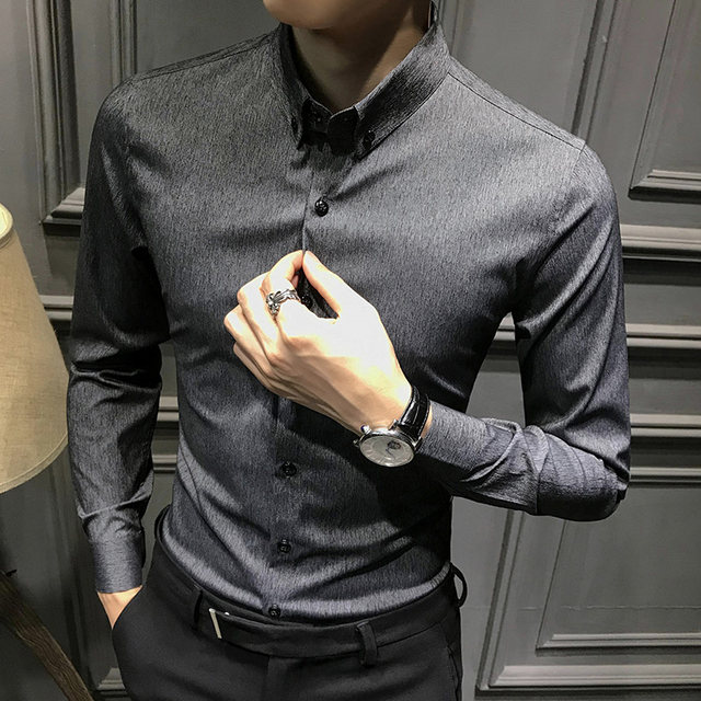 Autumn and winter high-end long-sleeved shirts for men Korean version men's velvet thickened shirts high-end 2023 new slim casual size