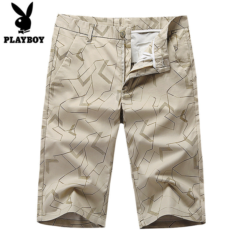 Playboy Summer Capri Pants for Men, Thin and Versatile Casual Six-Point Ice Silk Shorts, Can Be Worn with a Belt