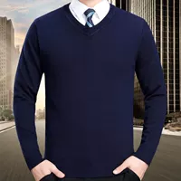 Thương hiệu áo len cổ chữ V nam chất rắn mùa đông ấm áp áo len XL 230 kg 5XL áo len cashmere chất béo nam quần áo giữ nhiệt nam