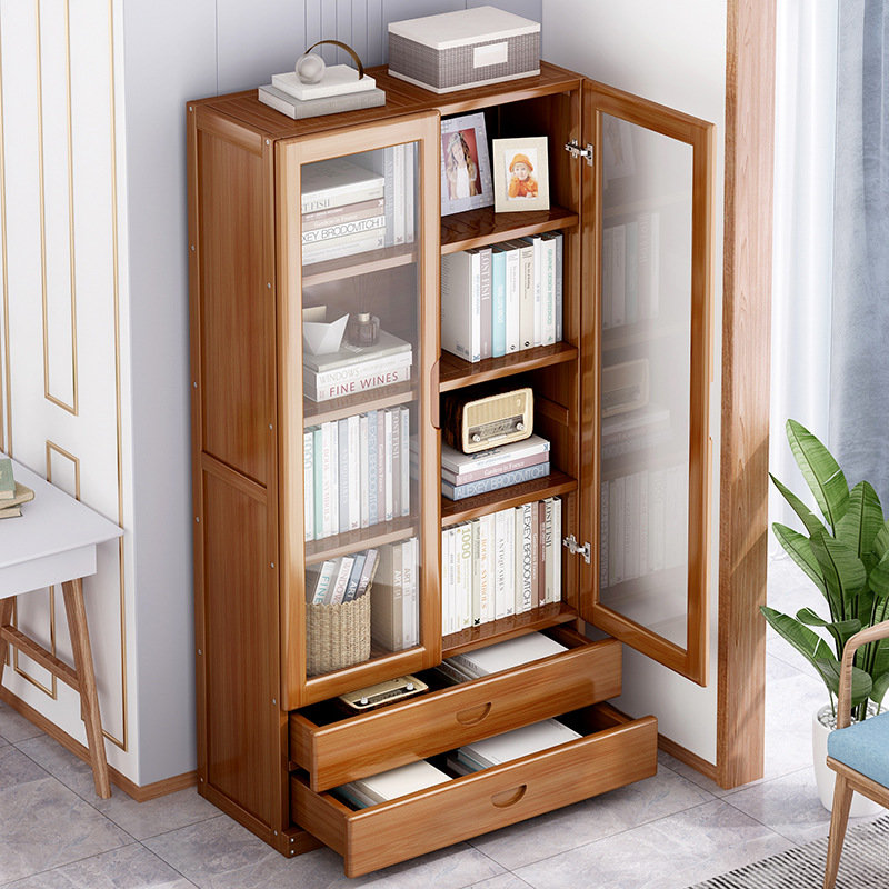 Bookcase minimalist ground floor Nan bamboo shelve Home Living room Contained Shelves Simple Children Solid Wood Student Bookshelves