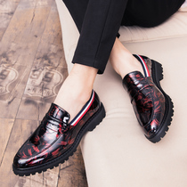 Han-plate shoes male English tip hair stylist tide shoes with casual paint leather bright boys trend mens shoes