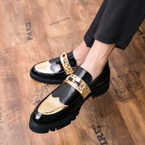 Han edition small leather shoes male trend of English pointed hair paint bright soles increase one foot of youth tidal shoes