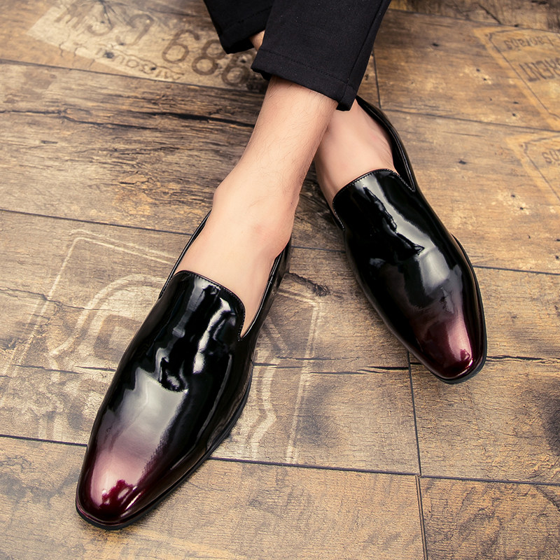 Leather shoes men's autumn British pointed hair stylist shoes Korean version trend youth all-match patent leather bright men's shoes small leather shoes