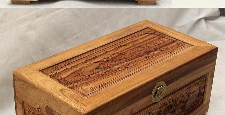 Hộp Elm, hộp gỗ long não, hộp đám cưới gỗ rắn, quà cưới, bộ sưu tập sách, hộp chạm khắc, thư pháp và bộ sưu tập tranh - Cái hộp hộp đựng trang sức bằng gỗ