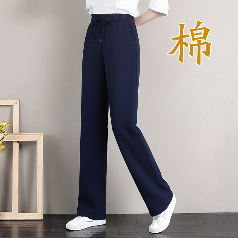 Spring and Summer Women's Thin Cotton Pants, High-Waisted, Slimming, Drapey Casual Pants, Plus-Size Straight-Leg Loose Sweatpants Spring and Summer Women's Thin Cotton Pants, High-Waisted, Slimming, Drapey Casual Pants, Plus-Size Straight-Leg Loose Sweatpants