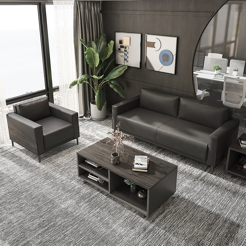 Office sofa minimalist modern trio position owner Business sofa tea table combination suit Easy talks reception room