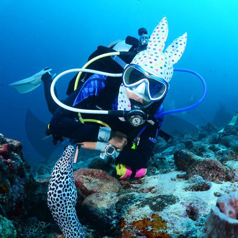 AturDive diving headgear Dot Rabbit cartoon cute warm snorkeling cap pullover gift sunscreen warm