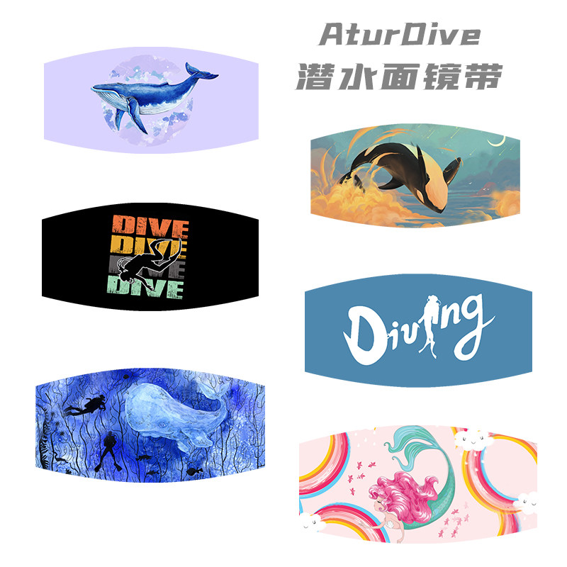 AturDive new free diving scuba diving mermaid diving mask with hair band small volume mask
