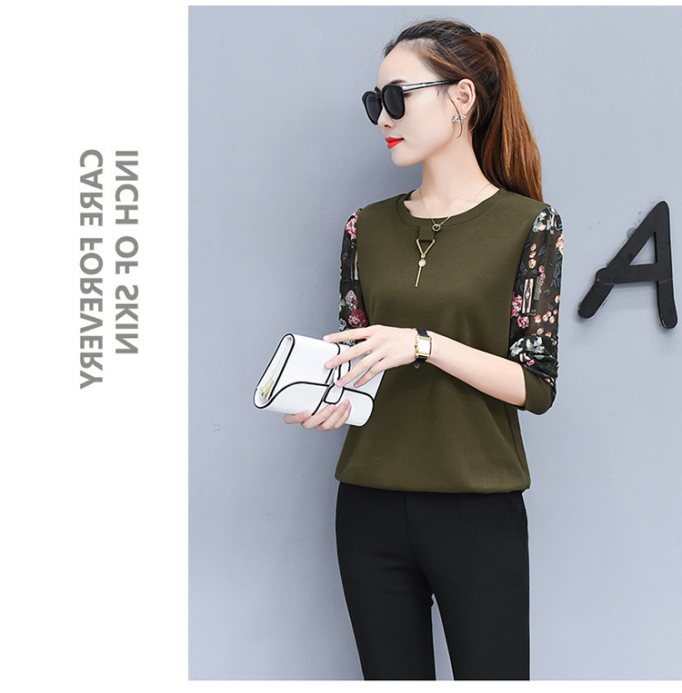 Áo phông dài tay mùa xuân và mùa thu body áo sơ mi đơn tx áo sơ mi nữ trung niên nữ 30nv35 40 tuổi 45 áo thun kiểu đẹp