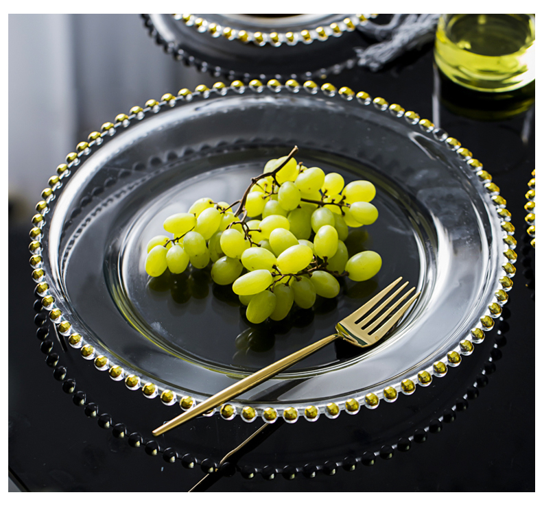 Circular transparent glass plate household heat - resistant glass fruit salad Nordic creative dish dish dish plate