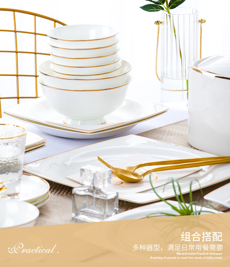 Gold flexibly item up phnom penh dish suit household contracted Europe type combination jingdezhen ceramic tableware suit dishes