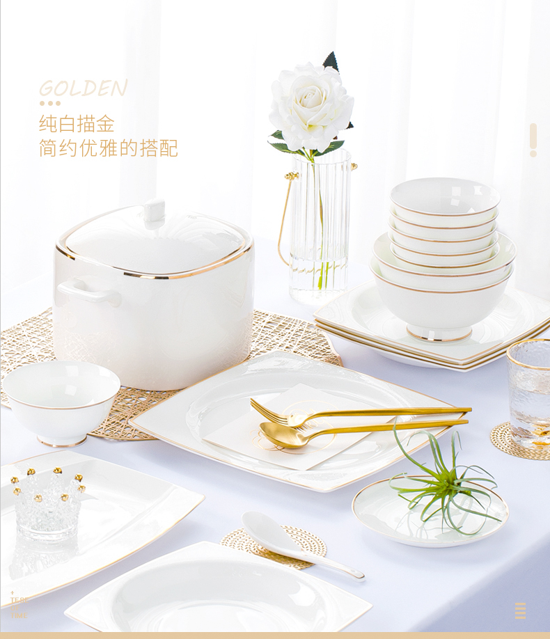 Gold flexibly item up phnom penh dish suit household contracted Europe type combination jingdezhen ceramic tableware suit dishes