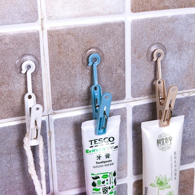 Creative suction cup type hanging clip Small object hook clip Kitchen multi-function gloves rag clip Photo hanging clip Adhesive hook