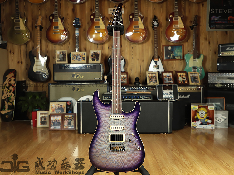 (Sold Display) Tom Anderson Drop Top TA Custom Flop Veneered Violet Blue Electric Guitar