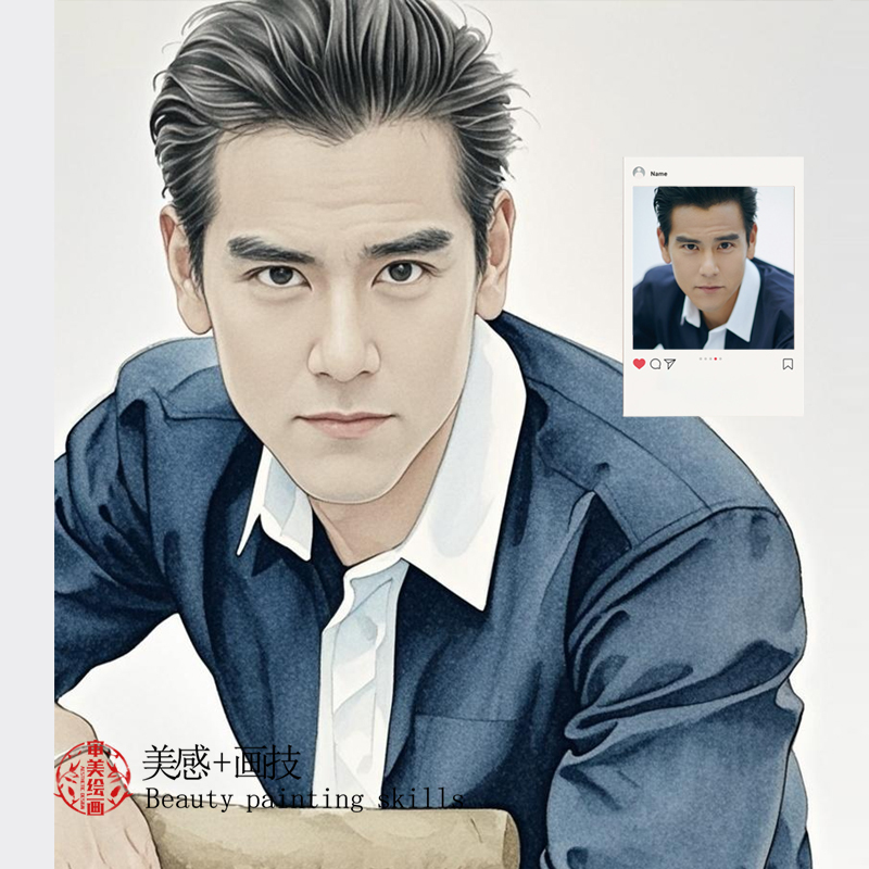 Hand-Drawn Portraits from Real Photos, Professional Portrait Art, Business Image, Professional Illustration Design, Traditional Chinese Painting Hand-Drawn Portraits from Real Photos, Professional Portrait Art, Business Image, Professional Illustration Design, Traditional Chinese Painting